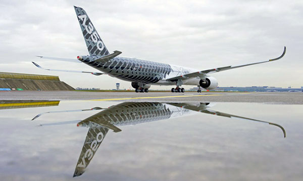 A350 MSN2 rolls out of paint hangar with special 'Carbon' livery