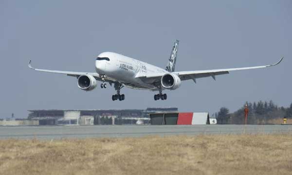 The A350 XWB arrived in Johannesburg for the first time ever