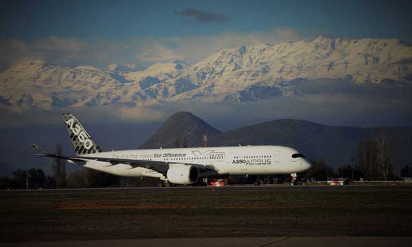 The A350 XWB arrives in Santiago for the first time ever