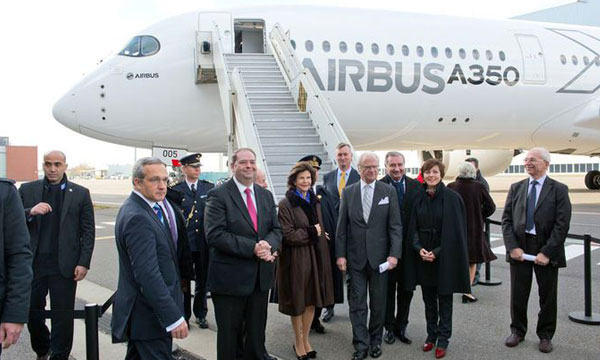 Swedish King and Queen tour Airbus during State visit 