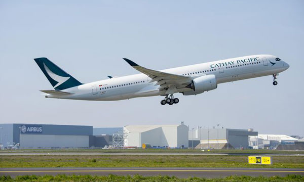 Cathay Pacific’s first A350 XWB performs its maiden flight in Toulouse