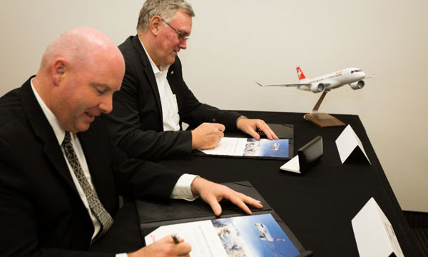 Bombardier signs SWISS as Launch customer for C Series aircraft smart parts component support 